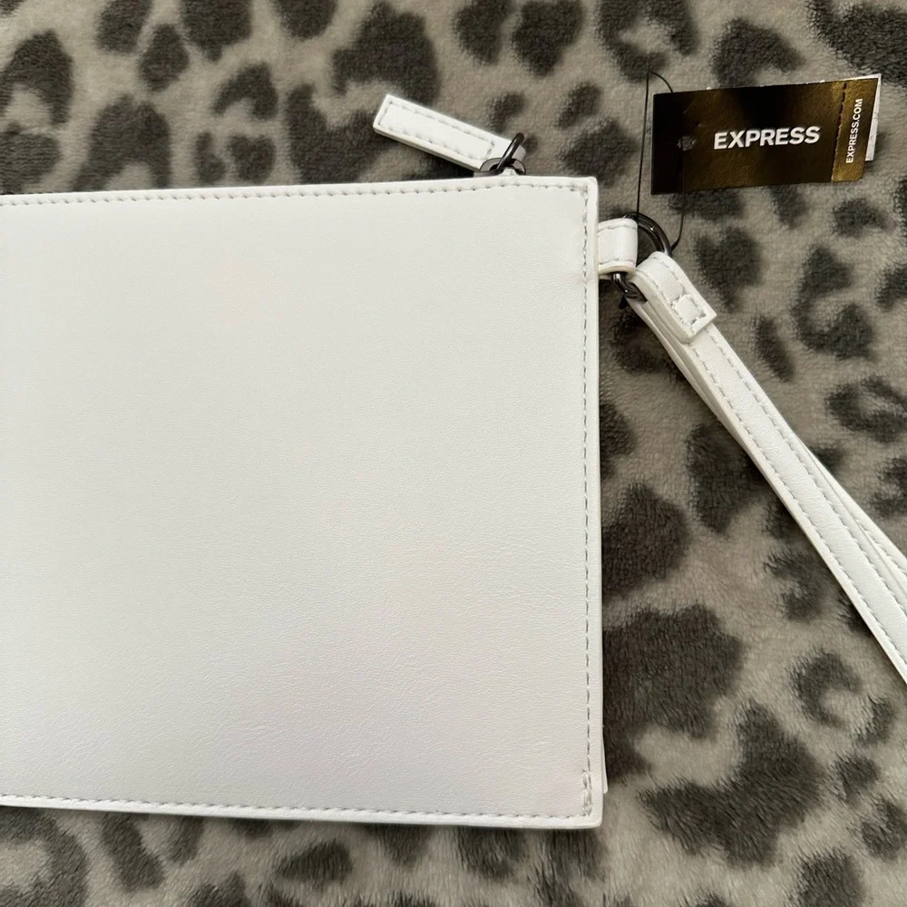 Express Grommet Embellished Wristlet Purse in White